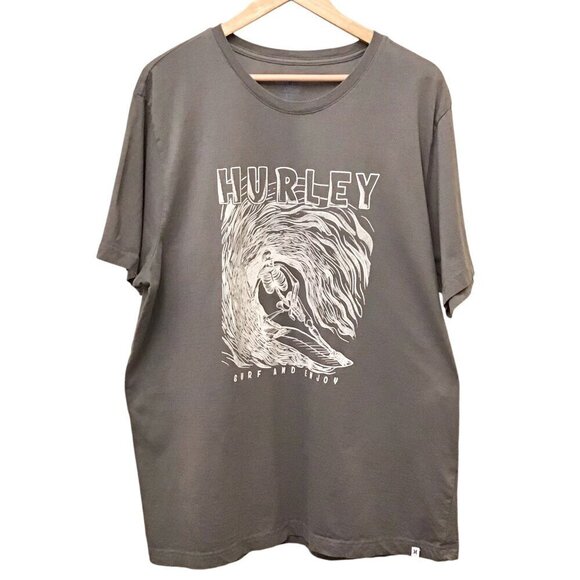 Hurley XXL Men’s Surf T Shirt Skeleton Surfer Gray Graphic Tee - Picture 1 of 5